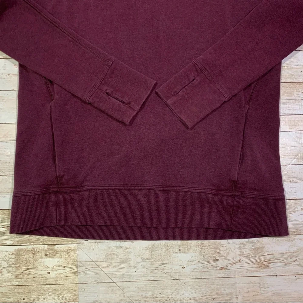 Lululemon Stress Less Hoodie Funnel Neck Pocket Heathered Bordeaux Drama Size 6 - Picture 6 of 10